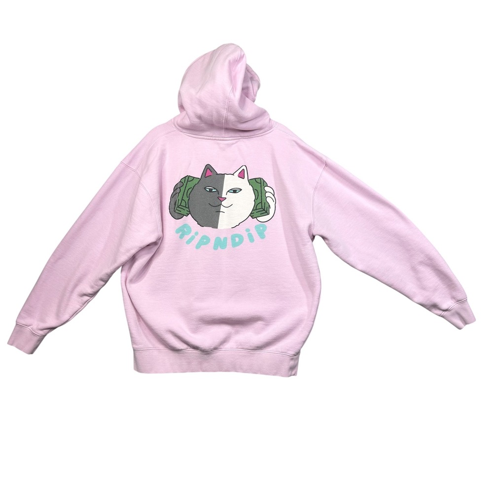 Ripndip Hoodie Mens Large Pink Lord Nermal Money Stacks Graphic Sweatshirt